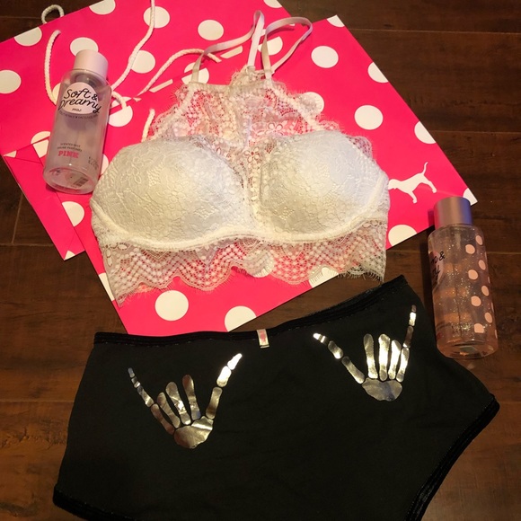 ❌ SOLD ❌ Victoria Secret Pink white lace bralette - Picture 1 of 5
